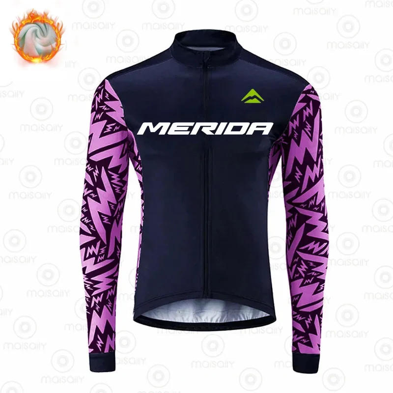 Description Picture 6 of itemMen's Cycling Clothing 2025 Merida Winter Thermal Fleece Jersey Bib Road Bike Uniform for Bicycle Set Mtb Professional Shirt