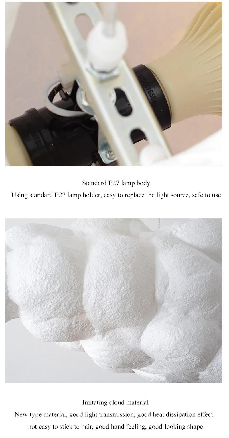 Description Picture 5 of itemNordic Simulation Cloud Pendant Light For Living Room Restaurant Kids  Silk Cotton Led Indoor Decor Lighting