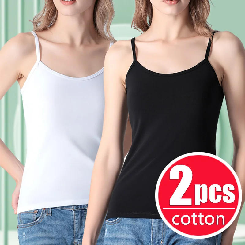 Description Picture 2 of itemWomen Sling Vest Summer Girls Sexy Strap Cotton Camisoles Crop Tops Ladies Sleeveless Sports Yoga Fitness Base Vest Tops