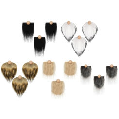 3pcs Faux Fur Beard with Wooden Beads Set DIY Handmade Crafts Supplies for Christmas Gnome Dwarf Costume Party Supplies 55KF