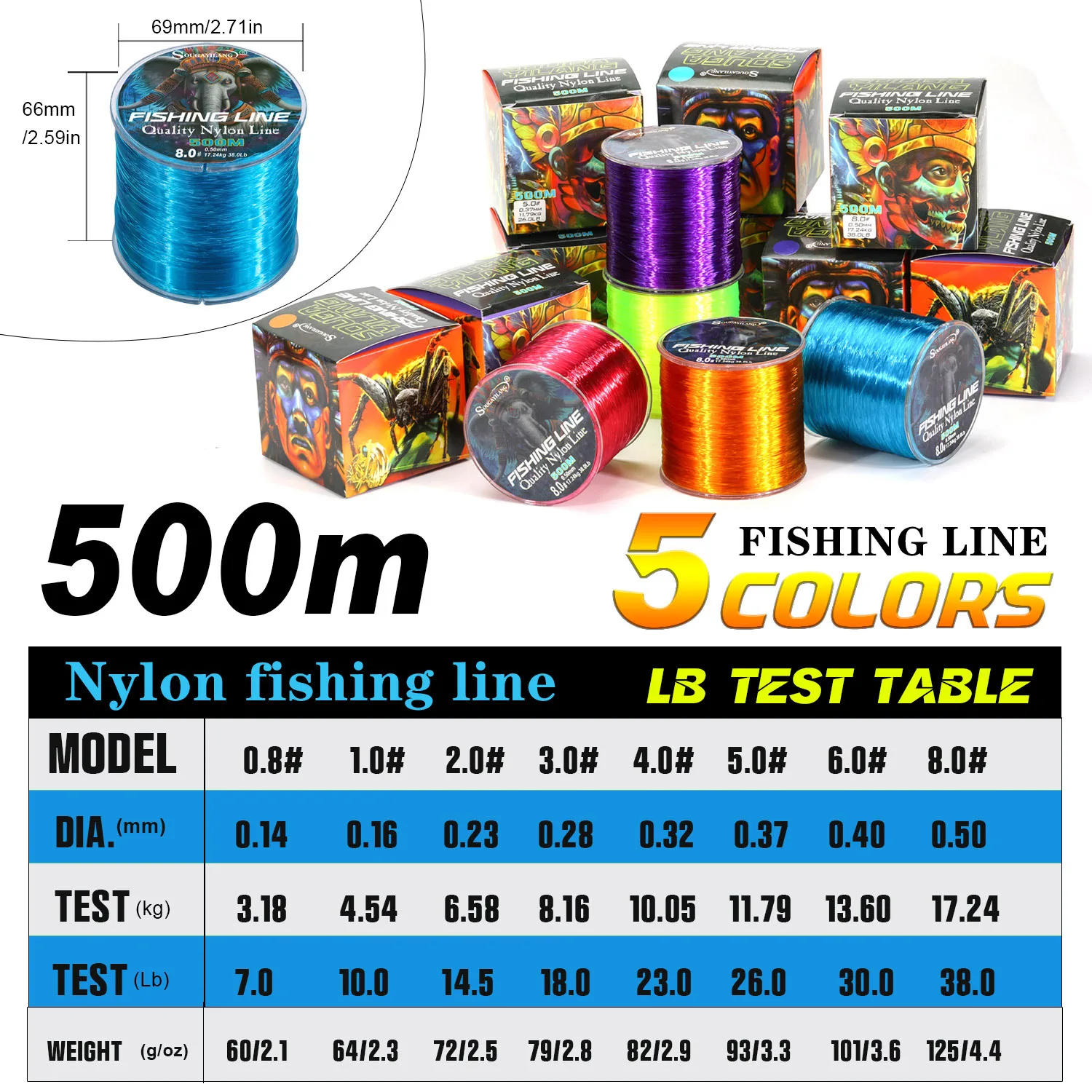 Description Picture 5 of itemSougayilang 500m Nylon Fishing Line Max Drag 7-38LB Super Stronger Nylon Line Japan Monofilament Coating Carp Fishing Tackle