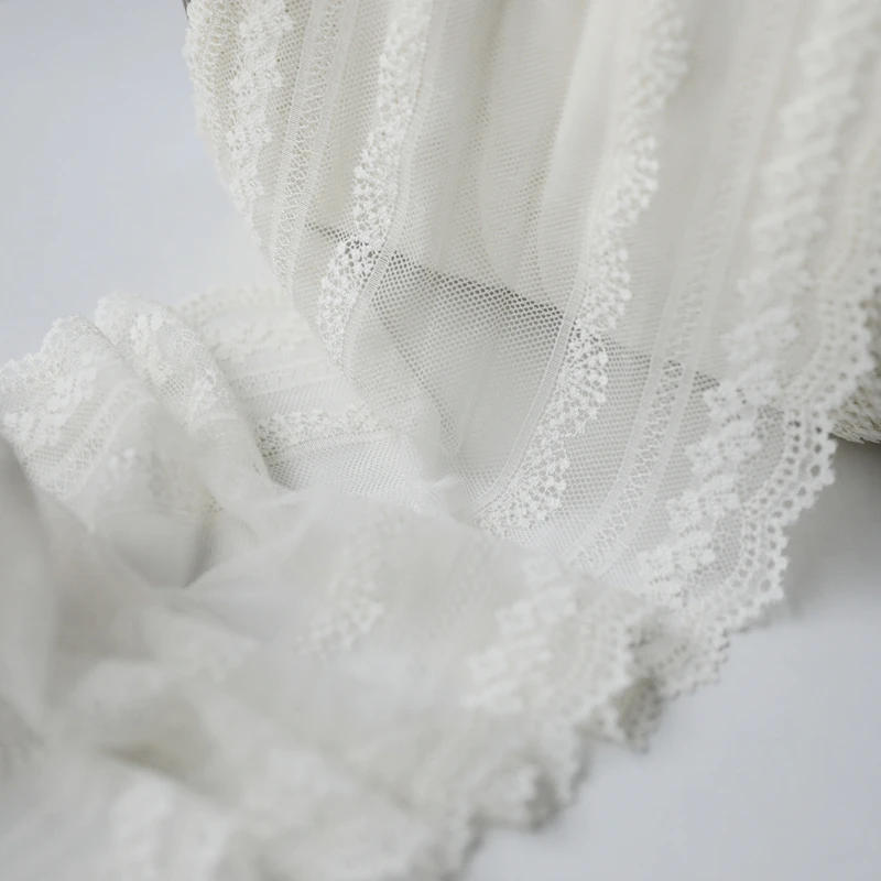 Description Picture 2 of item1 Meter 20cm wide Ivory elastic lace sewing ribbon guipure lace trim or fabric warp knitting DIY Garment Accessories