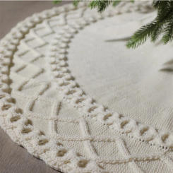 White and Red Christmas Tree Skirt, Foot Carpet, Christmas Decoration for Home, 48Inch