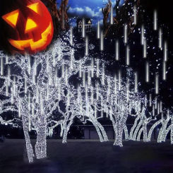 New Year 32/24/16/8 Tubes Meteor Shower String Lights Street Garlands Christmas Tree Decorations for Outdoor Fairy Garden Lights