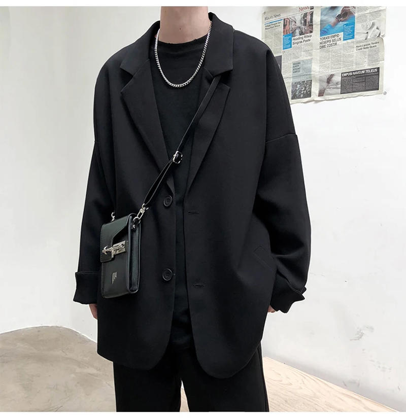 Description Picture 5 of itemBritish-style Blazers Men Leisure Trendy Loose Suit Jackets Male Retro Daily Ins Streetwear All-match Simple Korean Suit-tops