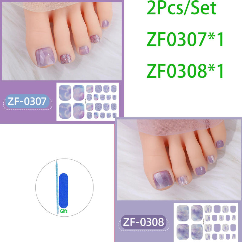 Description Picture 5 of item22Tips Summer Adhesive Full Cover Toenail Stickers DIY Color Diamonds Toe Nail Patch Decals Foot Nail Art Decoration