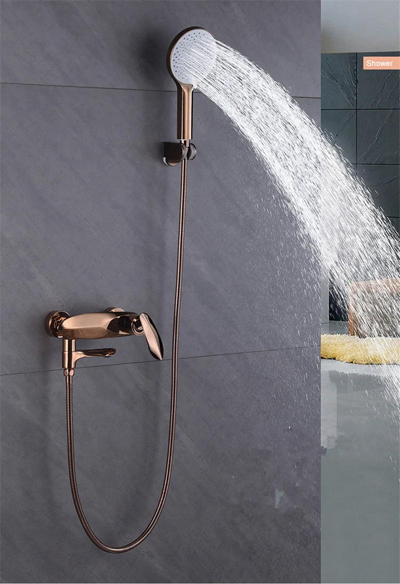 Description Picture 2 of itemTuqiu Gold Bathtub Shower Set Hot and Cold Rose Gold Bathroom Shower Faucet Gray Bathroom Waterfall Bath & Shower Faucet Brass