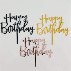 New Happy Birthday Cake Topper Acrylic Letter Cupcake Topper for Boys Birthday Party Cup Cake Toppers Decorating Supplies