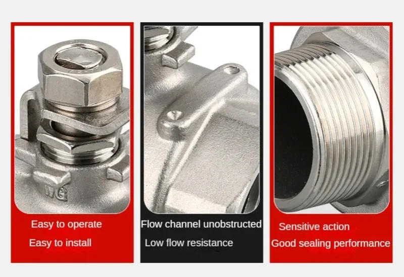 Description Picture 3 of item304 Stainless Steel Two Piece Ball Valve 1/4 3/8 1/2" 3/4" 1" 2" BSP Female Thread Water Gas Oil Switch Fitting Adapter