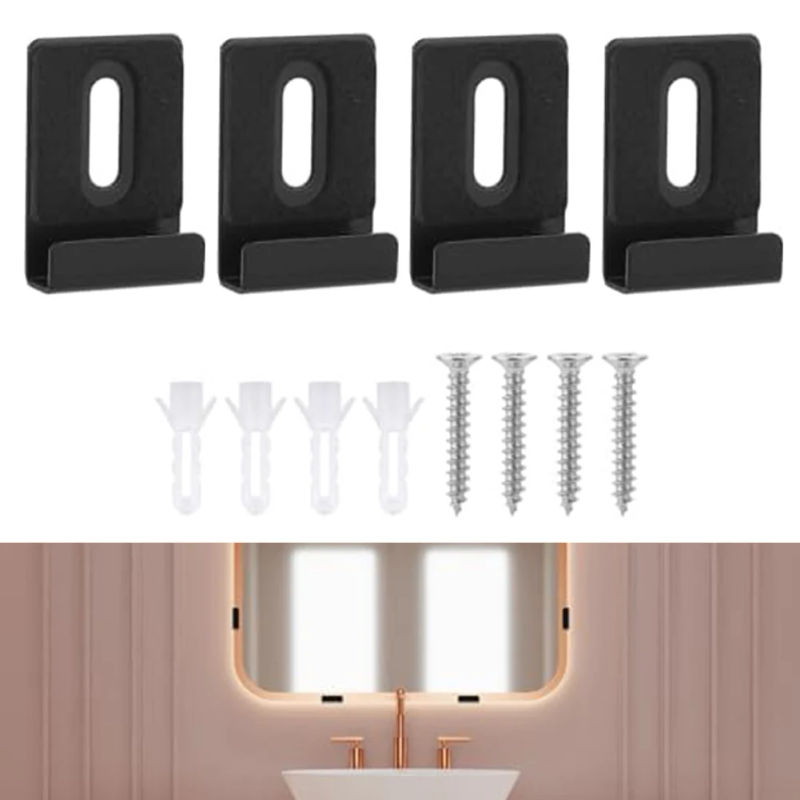 Description Picture 3 of item4pcs Bathroom Mirror Fixing Clips Wall Mounting Glass Mirror Hanging Clamps Frameless Mirror Glass Hanger Fixing Hardware Clamp