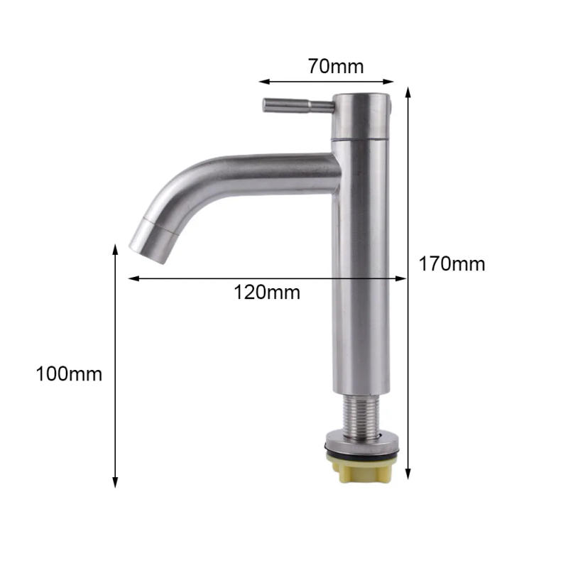 Description Picture 4 of itemSilver Bathroom Faucet Deck Mounted Single Cold Water Sink Mixer Tap Stainless Steel Basin Faucets Bathroom Accessories