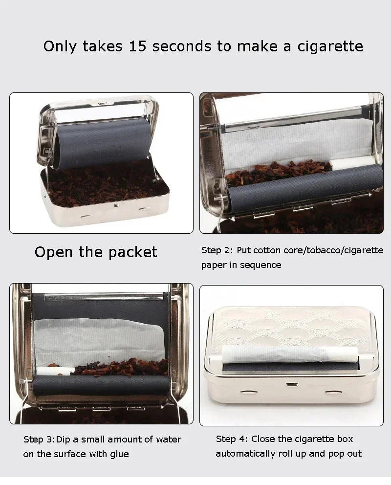 Description Picture 2 of itemMERCURY Portable 70/78/110mm Rolling Cigarette Machine Metal Tobacco Storage Case Suit for Roller Paper Smoking Pipe Accessories