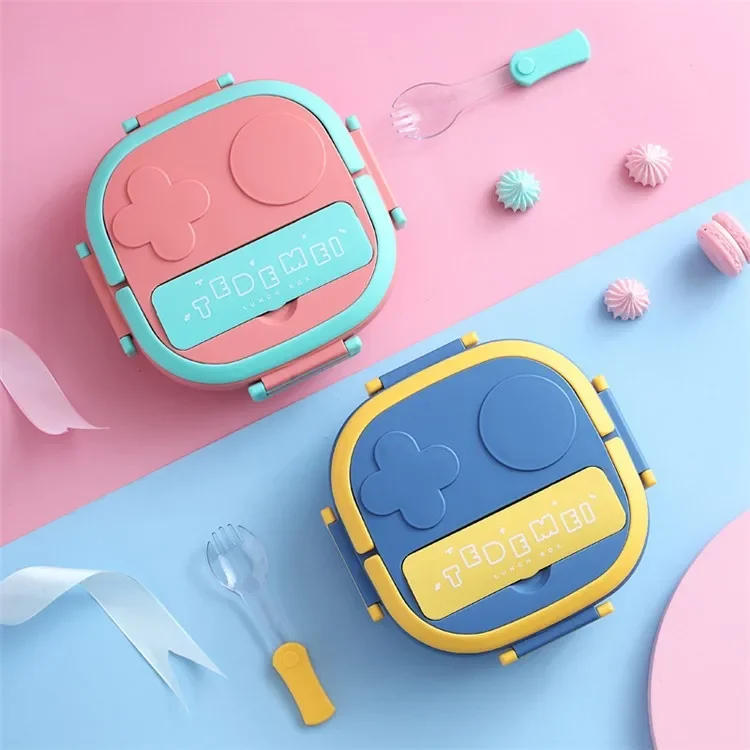 Description Picture 2 of item550ML Kids Baby Snacks Container Outdoor Picnic Stainless Steel Lid Bento With Compartment Travel Leakproof Lunch Box School