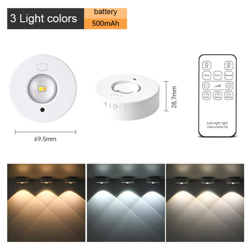 Description Picture 4 of itemDC5V Led Puck Light USB Rechargeable RGB 3Colors Dimming Indoor Decoration Remote Controller Cabinet Lamp for Closet,Showcase