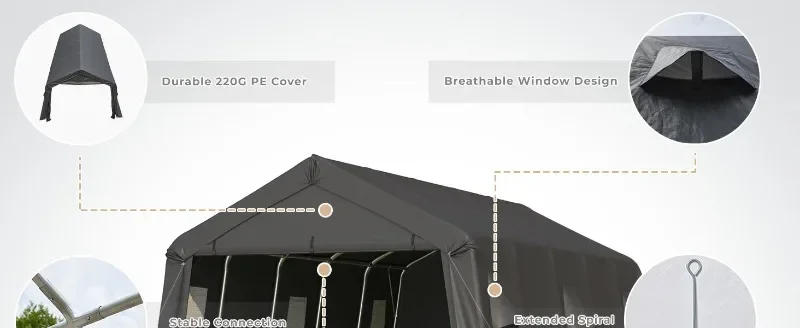 Description Picture 3 of itemMELLCOM 13 x 20 FT Heavy Duty Carport, Portable Garage with All-Steel Metal Frame & Vents, Anti-Snow Car Canopy Outdoor Storage