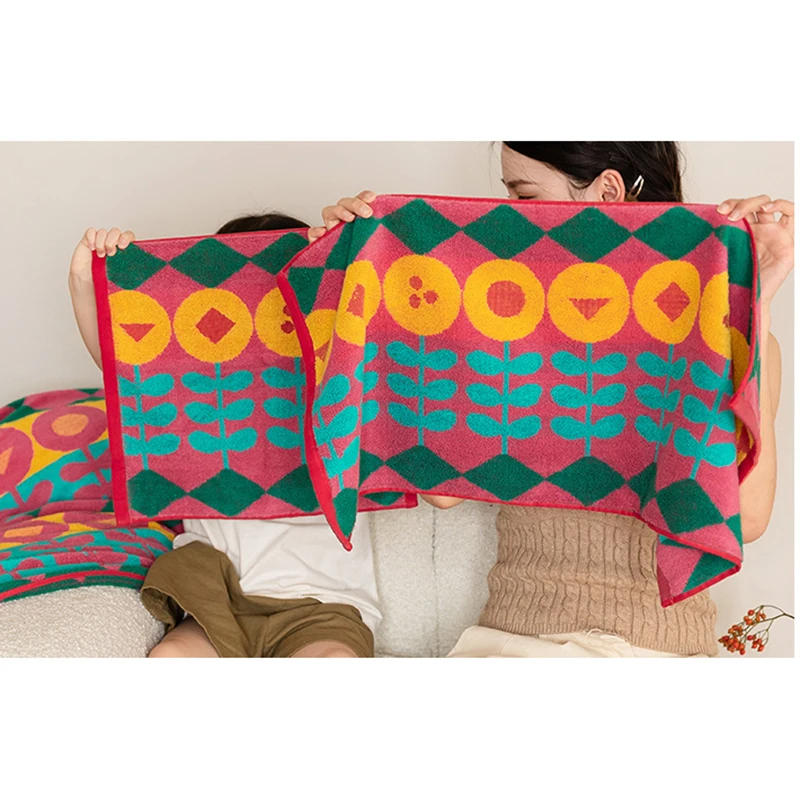 Description Picture 3 of itemNordic Bathroom Cotton Towel Set Plaid Microfiber Body Skin-friendly Beach For Girls Men Female Towels For Bath Dropshipping