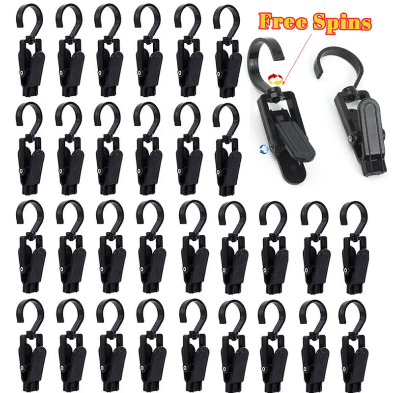 Description Picture 2 of item10/20PCS Rotating Clothespins Clamps Hanging Clothes Pegs Hooks Laundry Rotate Hat Clothespin Clamps for Home Storage Hangers