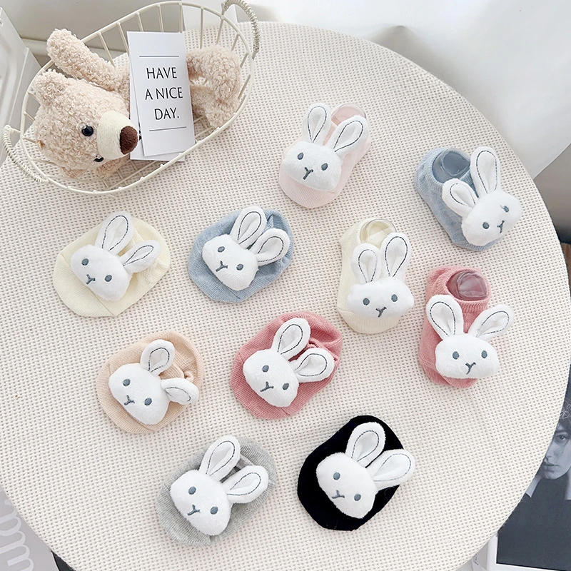 Description Picture 3 of item0-2Years Baby's Socks Spring Summer Rabbit Sweet Cute Flower Newborn Babies Pink Sock Toddlers Cotton Pink Floor Socks for Kids