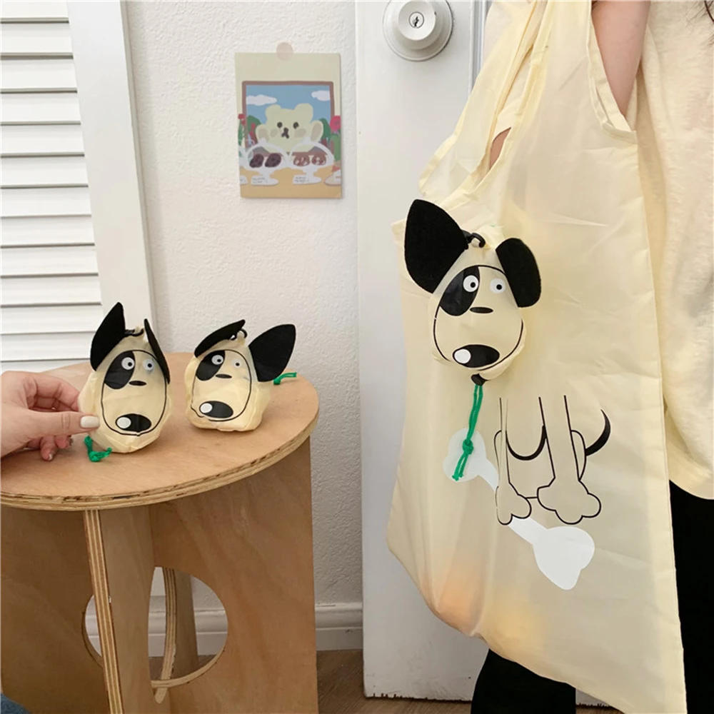 Description Picture 6 of itemFoldable Shopping Bag Reusable Travel Grocery Bag Eco-Friendly One Shoulder Handbag for Travel Cartoon Puppy Storage Tote Bag