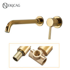Wall Mounted Basin Faucet Polished Gold Bathroom Sink Tap Bathtub Mixer Single Handle Hot And Cold Water Set Matte Black