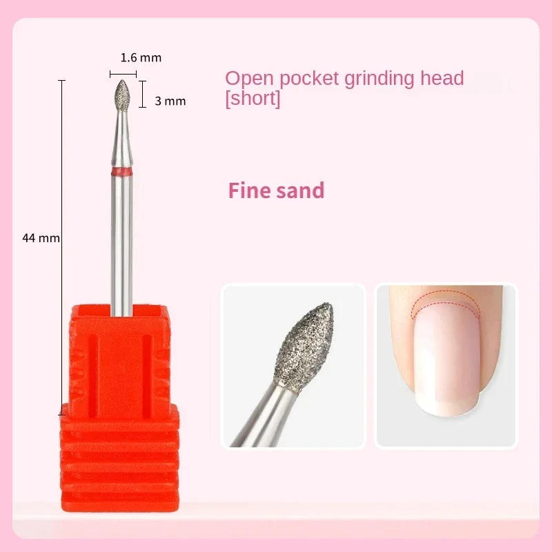 Description Picture 4 of itemFine Diamond Nail Drill Bits Flame Shape Russian Mills Cuticle Clean Burr Electric Manicure Drills Nails Accessories