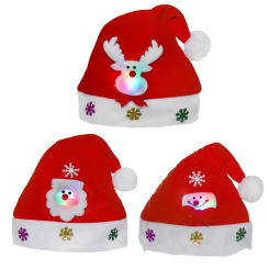 3pcs LED Christmas Hats Light Up Cap Snowman Elk Santa Claus Hats for Adult Kids New Year Navidad Party Decoration Xmas Gifts