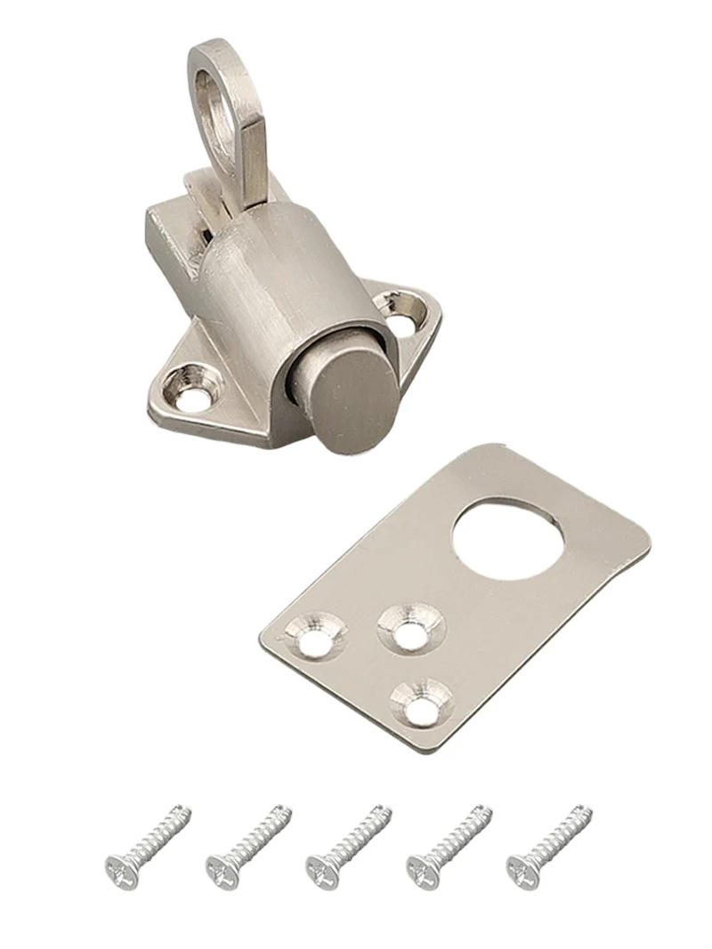 Description Picture 2 of itemDoor Door Lock Bolt Lock Spring Latch Lightweight Long Lasting Metal Self-closing Silver Spring Stainless Steel Thickened