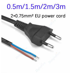 Euro Plug AC Power Extension Cable 220V 18AWG Pigtail Electronics Wire EU European Power Supply Cord For Electrical Power Socket