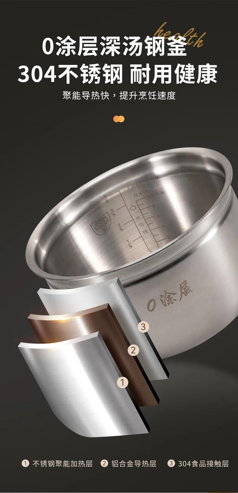 Description Picture 6 of item220V High-Quality Korean Style Low-Sugar Rice Cooker with Separate Soup and Rice Function Suitable for Diabetics Keep Warm