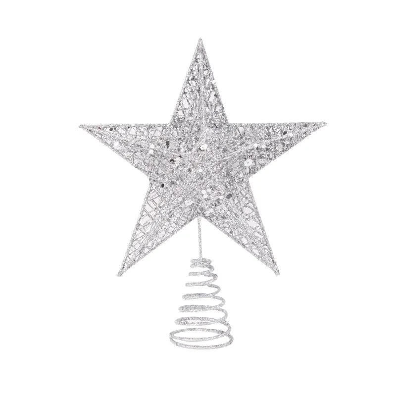 Description Picture 3 of itemChristmas Five-pointed Star Decoration Sparkling Xmas Decoration Gold Red Glitter 5 Point Star Christmas Tree Topper Ornaments