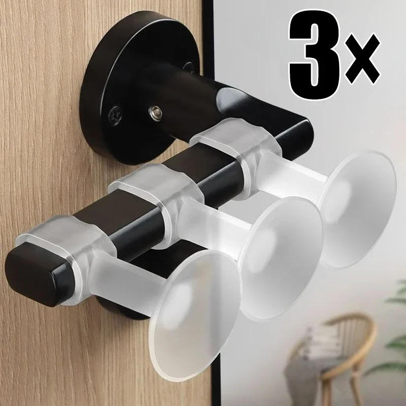 Description Picture 2 of itemTransparent Door Stop with Suction Cup New Rubber Anti-Collision Doors Handle Buffer Ring Wall Protection Pad Doorknob Mute Tool