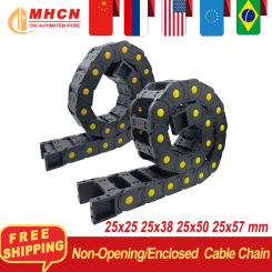 Nylon Cable Chain 25x25 25x38mm Bridge Type Non-Opening  Enclosed Plastic Towline Transmission Slient Bridge Chain 1m for CNC
