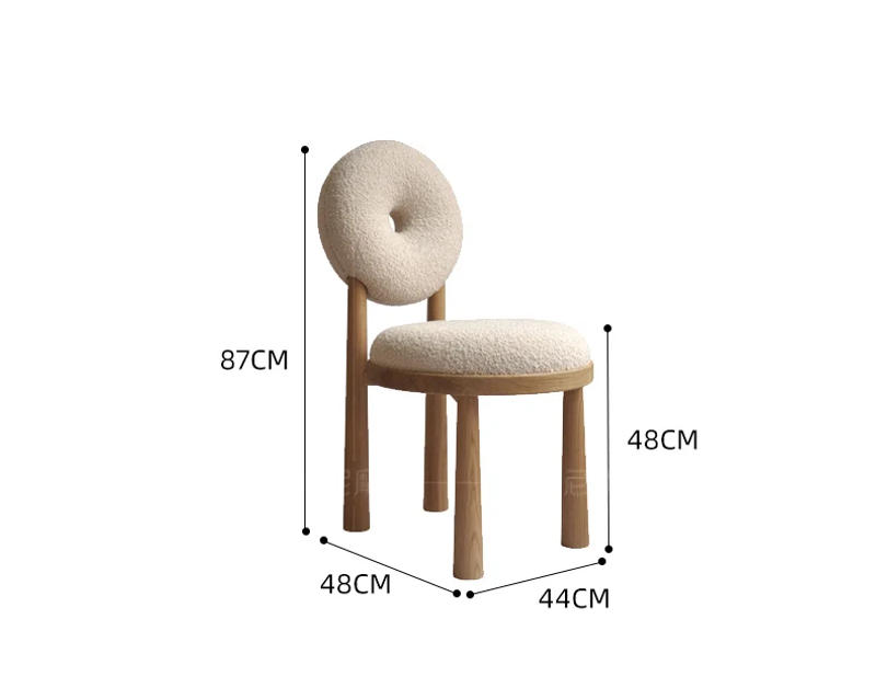 Description Picture 2 of itemWuli House Nordic Designer Backrest Desk Dressing Household Lamb Velvet Full Solid Wood Dining Chair New Hot 2023 Drop Shopping