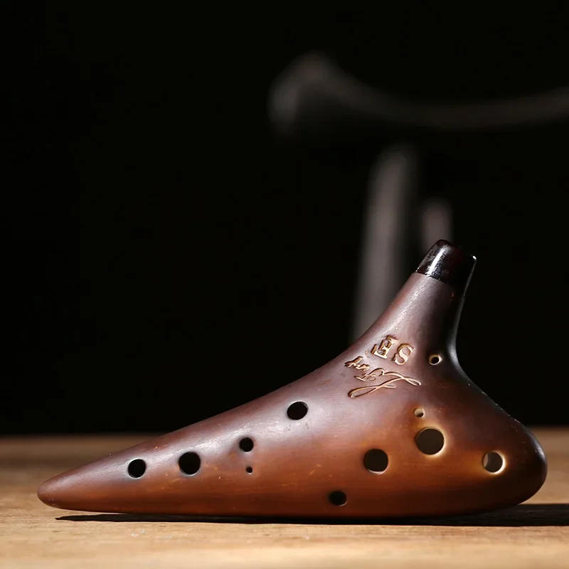 Description Picture 6 of itemCeramic Ocarina 12 Holes Purple Sand Smoked Ocarinas Xun Music Flute Professional Orff Instruments for Beginners Playing Gifts