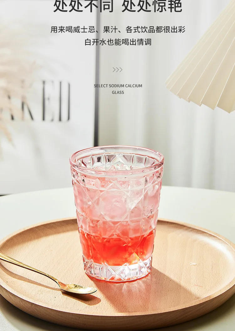 Description Picture 6 of itemEuropean-Style Colored Plaid Creative Whiskey Glasses,Beer Steins, Handmade Carved Tumbler Glass, Water Cup, Wine Mug, Geometric