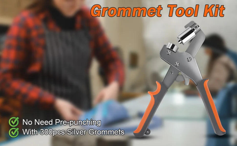 Description Picture 2 of itemProfessional Eyelet Punch Kit with 300 Eyelets for Tarpaulin Fabrics Shoes Bag Belt Scrapbooking Magnetic Grommet Eyelets Set