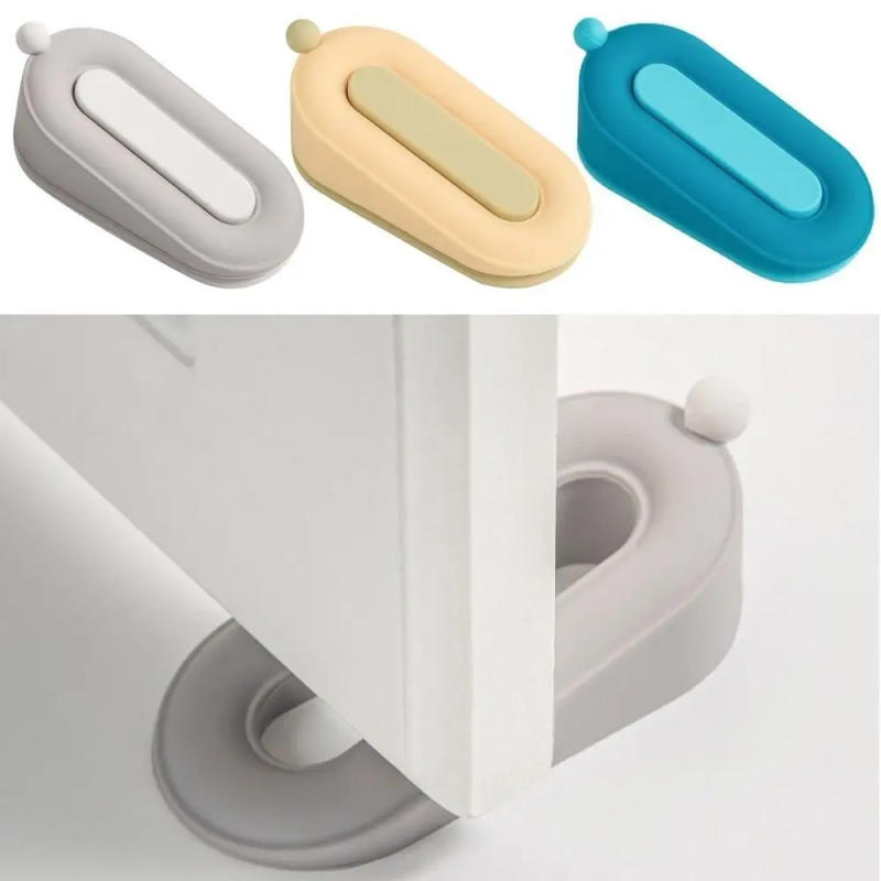 Description Picture 2 of itemNew PVC Door Stoppers Anti Collision Self Adhesive Wedge Door Stops Mute No Punching Anti-skid Blocks Door