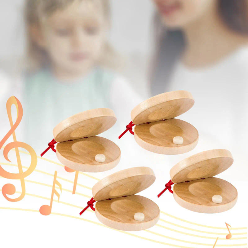 Description Picture 5 of itemWooden Castanets Musical Toys Musical Castanets Percussion Instrument Rhythm Toys for Children Baby Boys Girls Kids Party