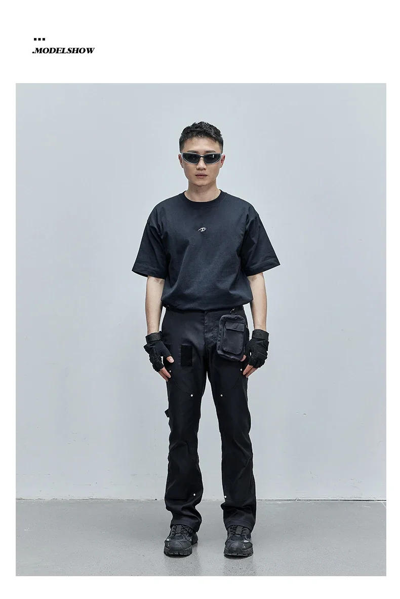 Description Picture 6 of itemLumberjack Zipper Straight Casual Pants Men's Fashion Wear Coated Waterproof Bootcut Pants Black Working Wear High Street Pants