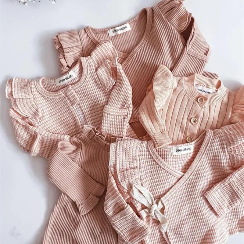 Description Picture 3 of itemBaby Pajamas Newborn Girls Clothing Sets for Kids Sleepwear Footie Robe Spring Knitted Top Pants Children Clothes Suit Outfits