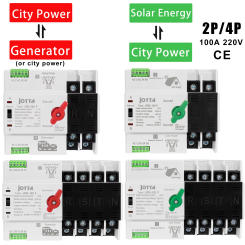 Jotta ATS 100A 220V ATS Generator/PV Automatic Transfer Switch Electrical Selector Switches Dual Power Switch Din Rail Mounted