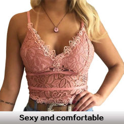 Lace Sexy Camisole V Neck Adjustable Shoulder Strap Female Bralette Female Lace Underwears Solid Corset Lace Camisoles