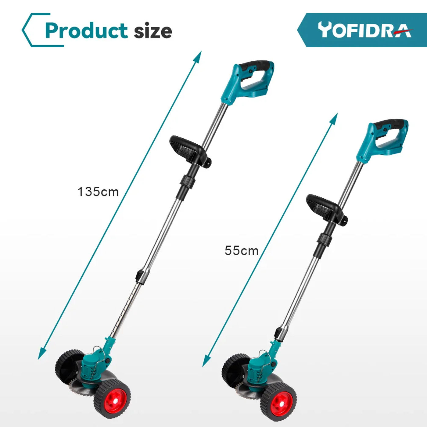 Description Picture 6 of itemYOFIDRA 100-135cm Electric Lawn Mower Handheld Cordless Adjustable Grass Trimmer Garden Power Tool For Makita 18V Battery