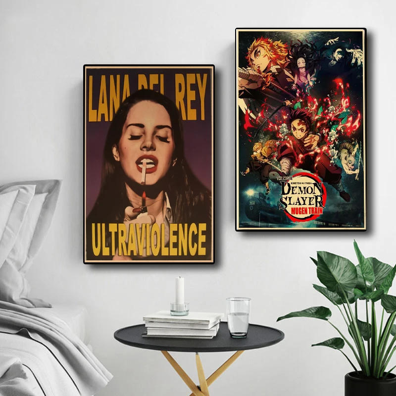 Description Picture 3 of itemBlack Cat Nostalgia Poster Kraft Paper Prints Salon Decor Cartoon Picture 2022 Arrivals Decoration Wall Sticker Bedroom Painting