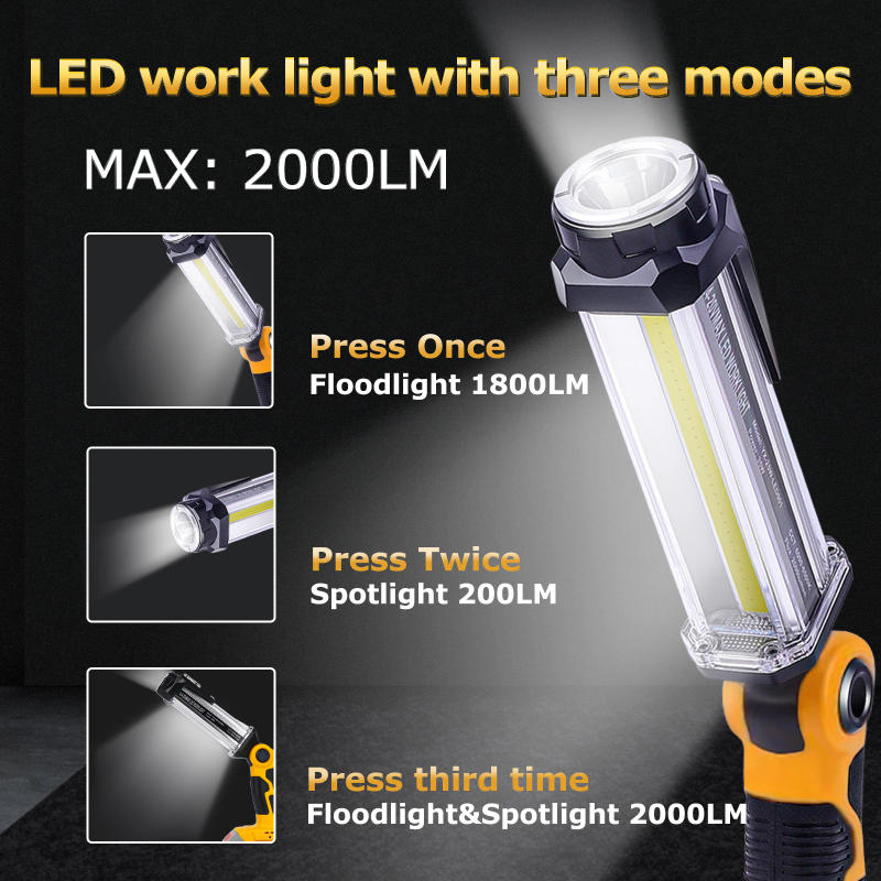 Description Picture 2 of item2000LM 14.4V-18V for Dewalt LED Work Light Li-ion Battery USB Flashlight New Portable LED Flashlight