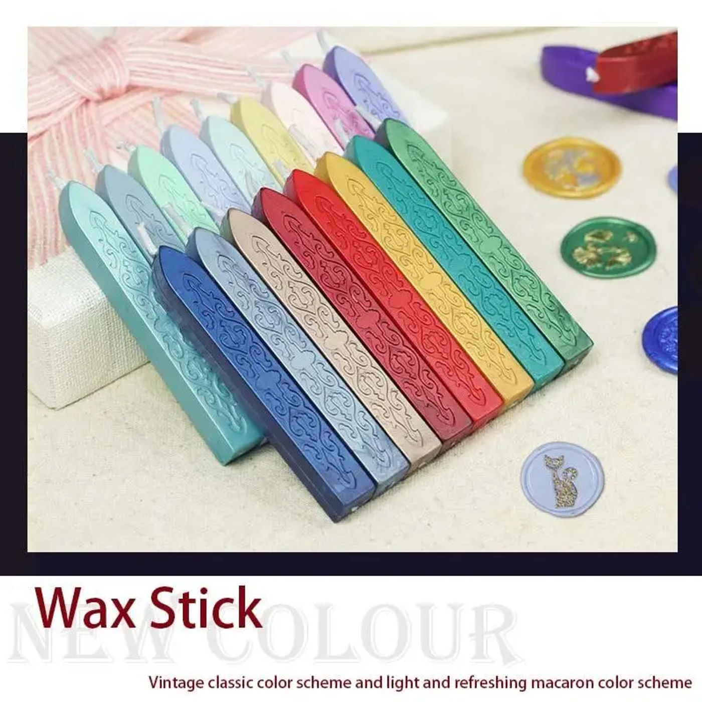 Description Picture 3 of itemConvenient DIY Handmade Wax Seal Sticks Antique Sealing Candle Sticks With Wick For Postage Letter Retro Vintage Wax Seal Stamp