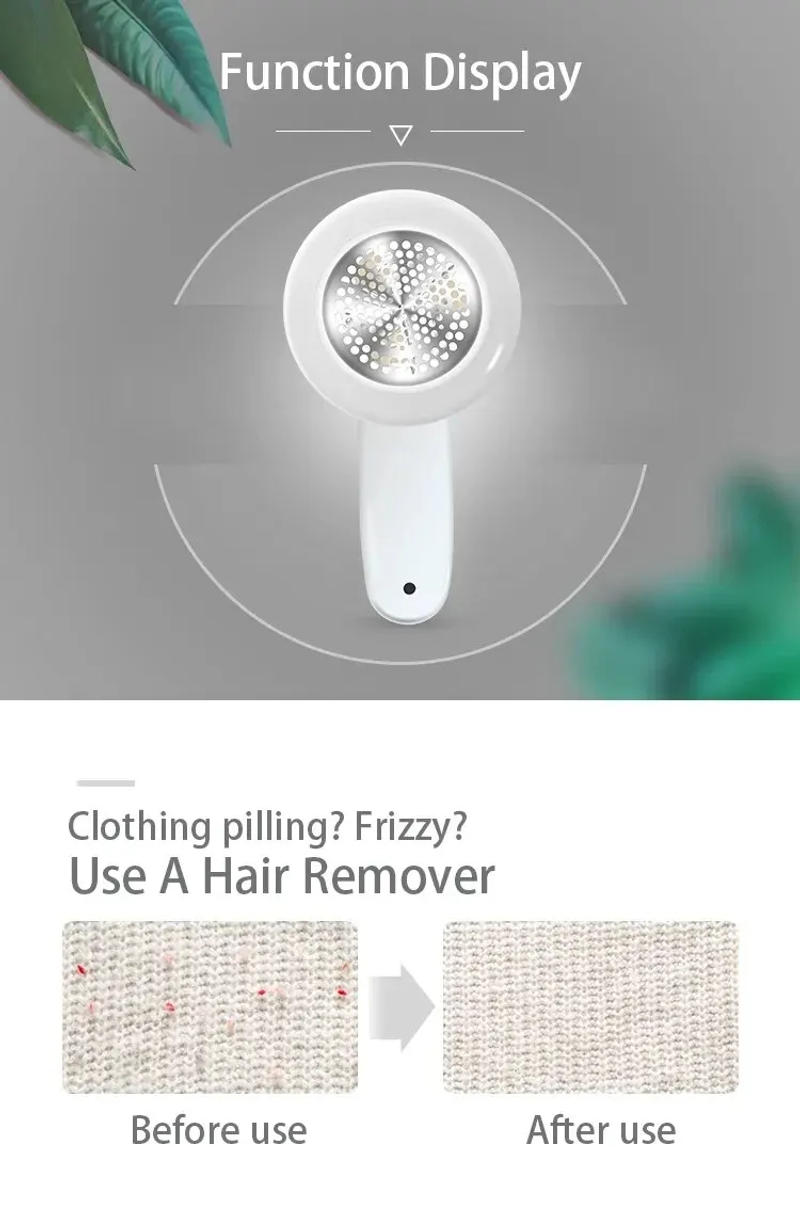 Description Picture 4 of itemClothes Fuzz Pellet Trimmer Machine Two Blades Electric Chargeable Fabric Shaver Removes for Clothes Spools Removal Lint Remover