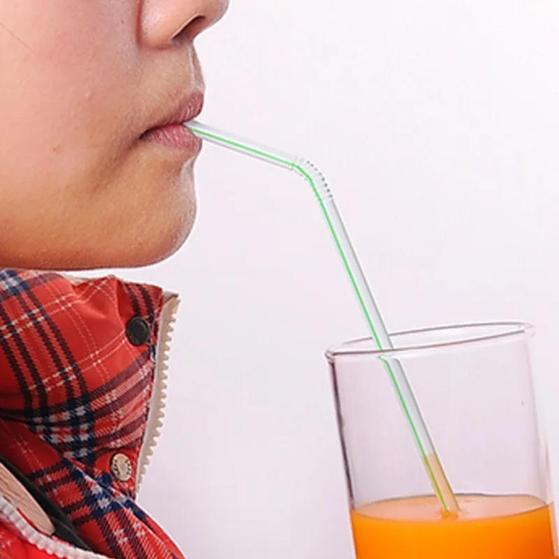 Description Picture 5 of itemMulticolor Disposable Straws Flexible Plastic Drinking Straws for Milk Tea Juice Cocktails Wedding Party Bar Kitchen Supplies