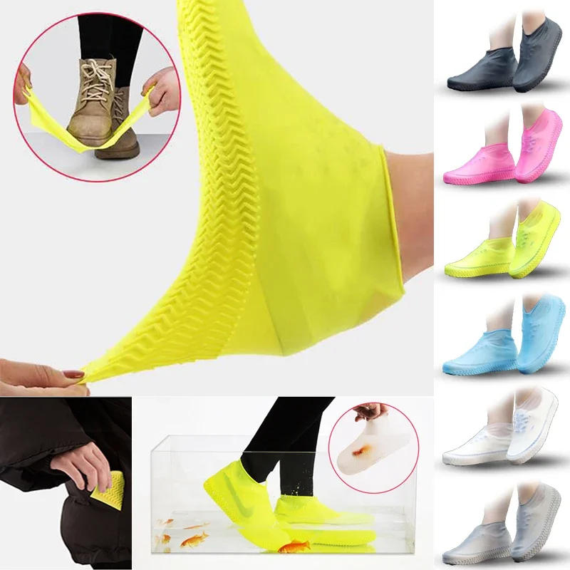 Description Picture 2 of item1 Pair Silicone WaterProof Shoe Covers S/M/L Covers Slip-resistant Rubber Rain Boot Overshoes Accessories for Outdoor Rainy Day