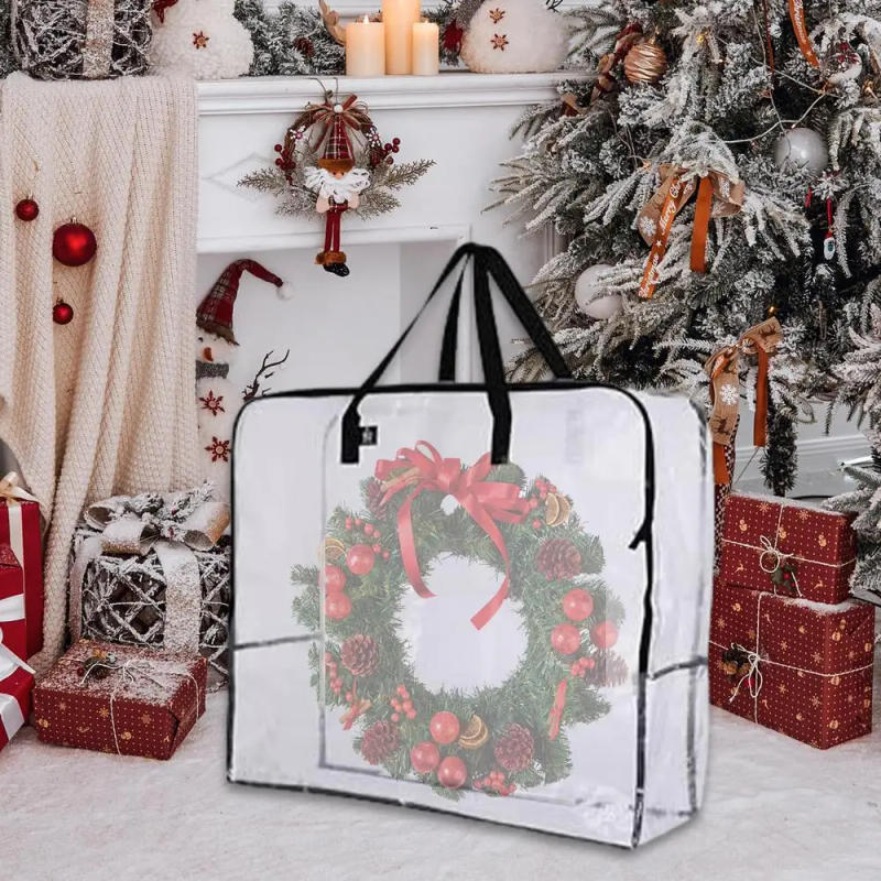 Description Picture 6 of item3pcs Wreath Storage Container Wreath Holder Storage Moving Bags Decorative Wreath Storage Bag Translucent Garland Container
